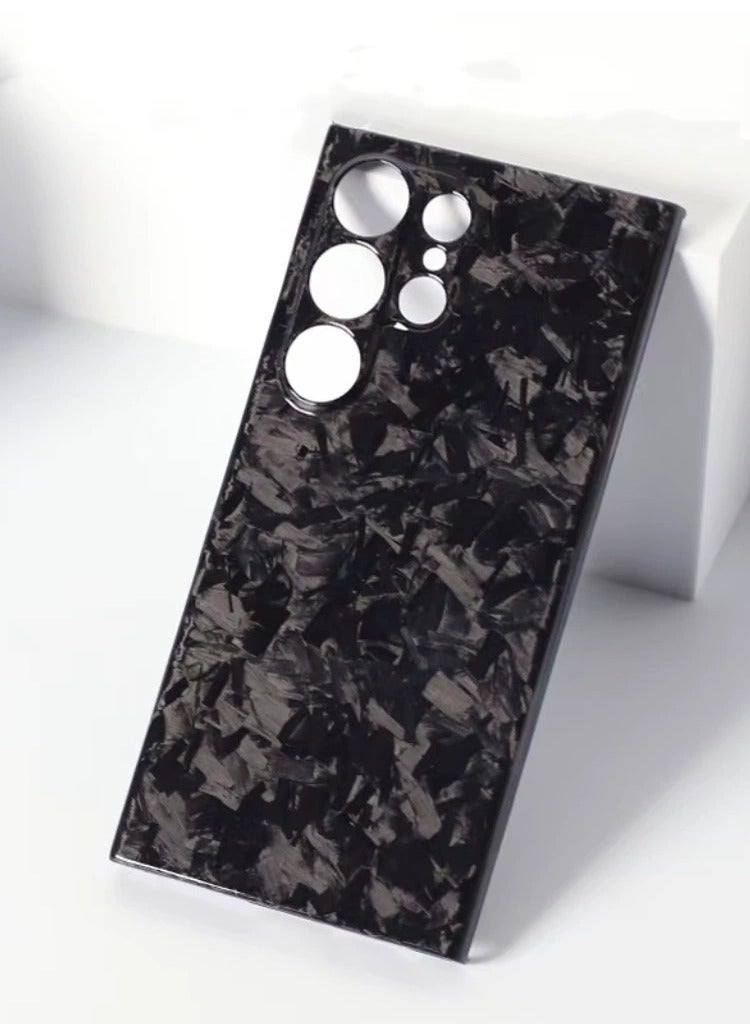 Luxury Glossy Aramid Carbon Fiber Protective Case For Samsung Galaxy S25 ultra Anti-fall Case Slim Design ( Black ) - Image 2