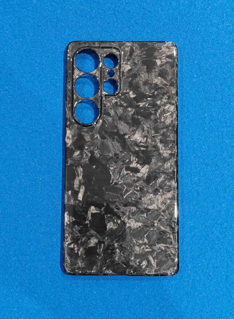 Luxury Glossy Aramid Carbon Fiber Protective Case For Samsung Galaxy S25 ultra Anti-fall Case Slim Design ( Black ) - Image 3