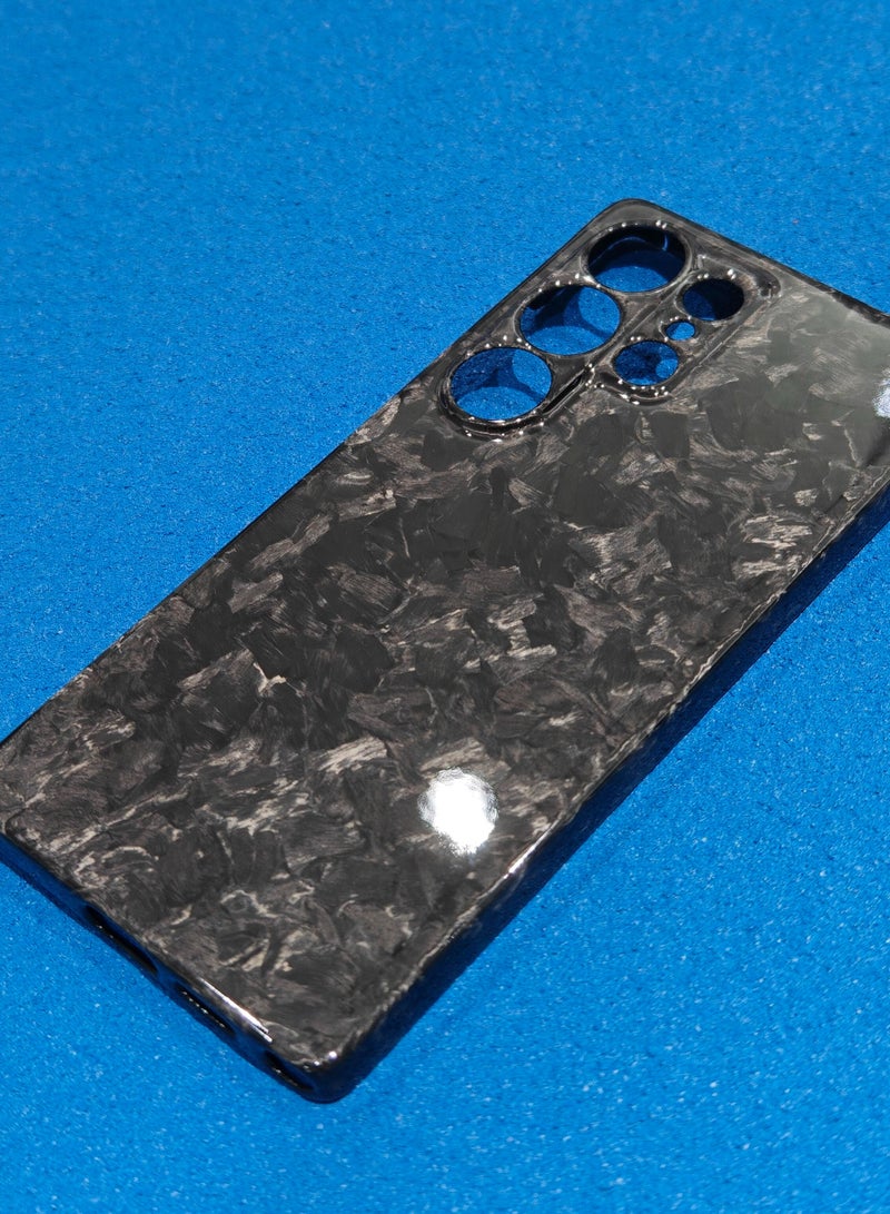 Luxury Glossy Aramid Carbon Fiber Protective Case For Samsung Galaxy S25 ultra Anti-fall Case Slim Design ( Black ) - Image 5