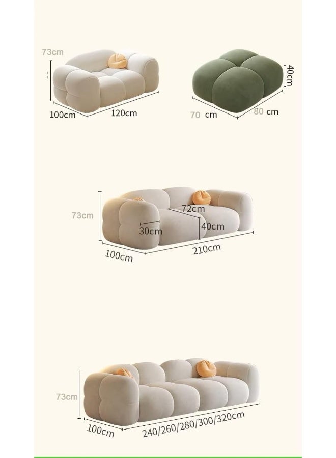 Poppins HOME Popular Sofa Set Furniture Living Room Sofa Modern Luxury Soft Velvet White Design Couch Cloud Elegant Fabric Sofa for Home (Orange, 2 Seater) - Image 2