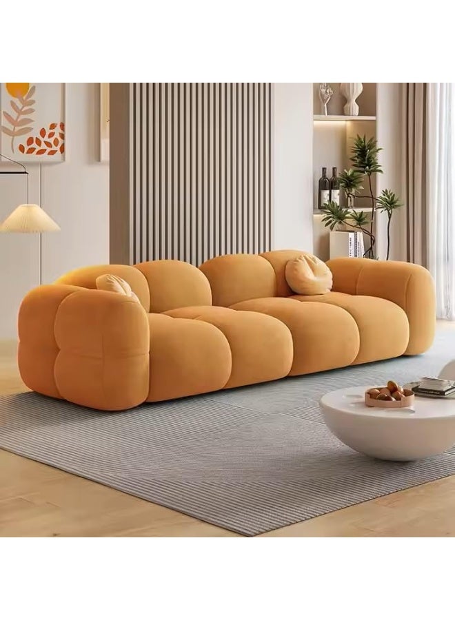 Poppins HOME Popular Sofa Set Furniture Living Room Sofa Modern Luxury Soft Velvet White Design Couch Cloud Elegant Fabric Sofa for Home (Orange, 2 Seater) - Image 1