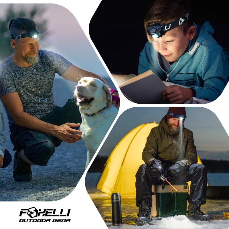 Foxelli مصباح رأس LED قابل لإعادة الشحن من فوكسلي - خفيف الوزن، مقاوم للماء، وقابل لإعادة الشحن عبر USB مع ضوء أحمر للجري، التخييم، المشي في الطبيعة والأنشطة الخارجية - Image 5