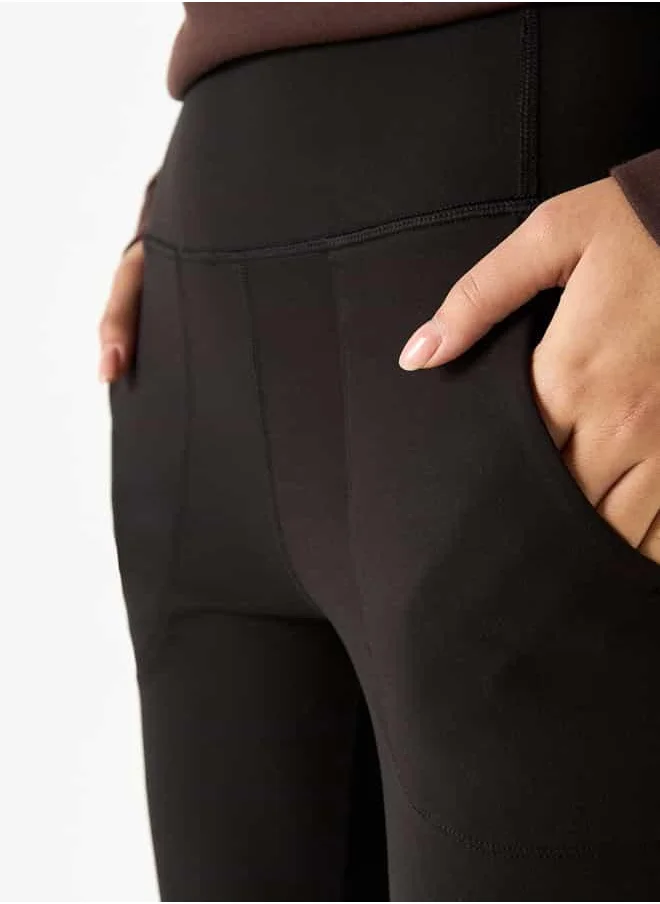 ADOT by Splash Stitch Detail Flared Leggings with Pockets