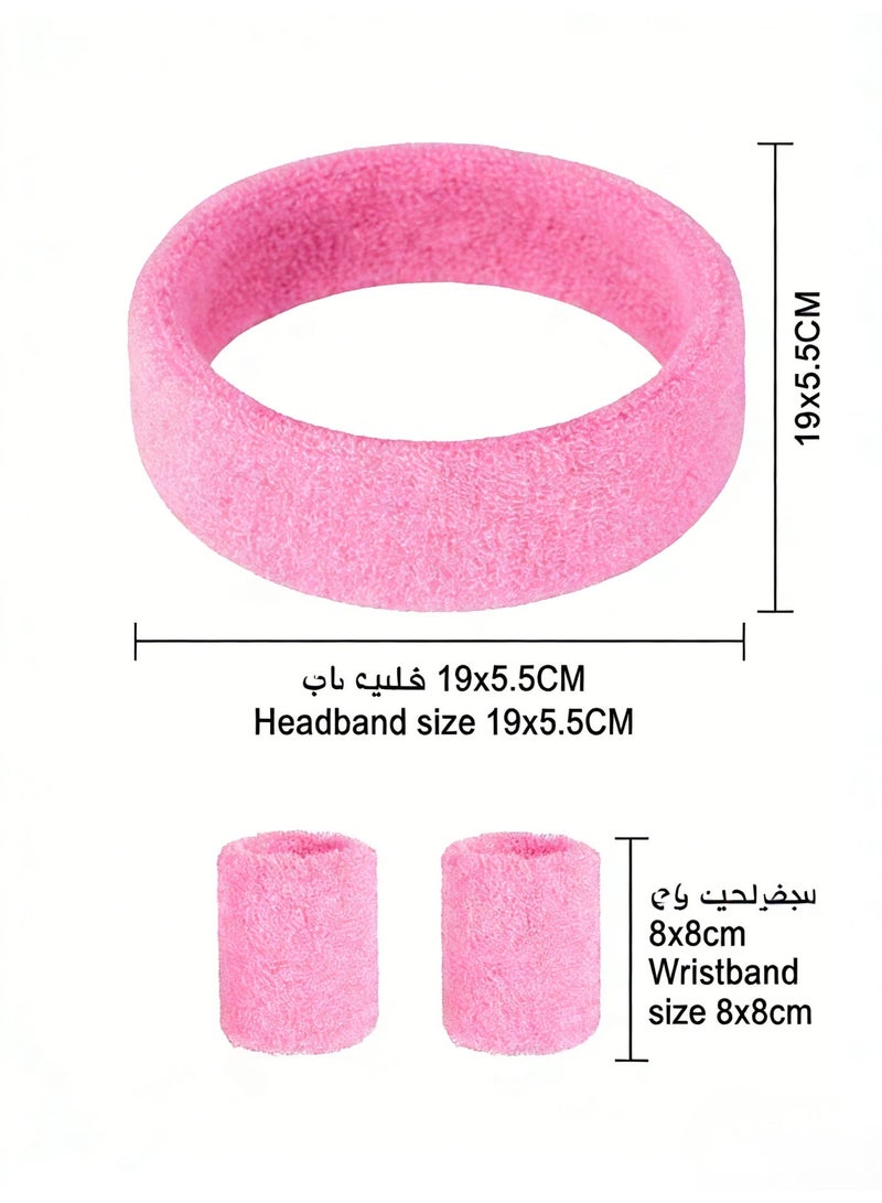 Binary Star Pink Sports Headband & 2 Wristbands Set - Sweat Absorbent, High Elasticity, Unisex for Basketball, Running, Tennis & Daily Fashion - Image 5