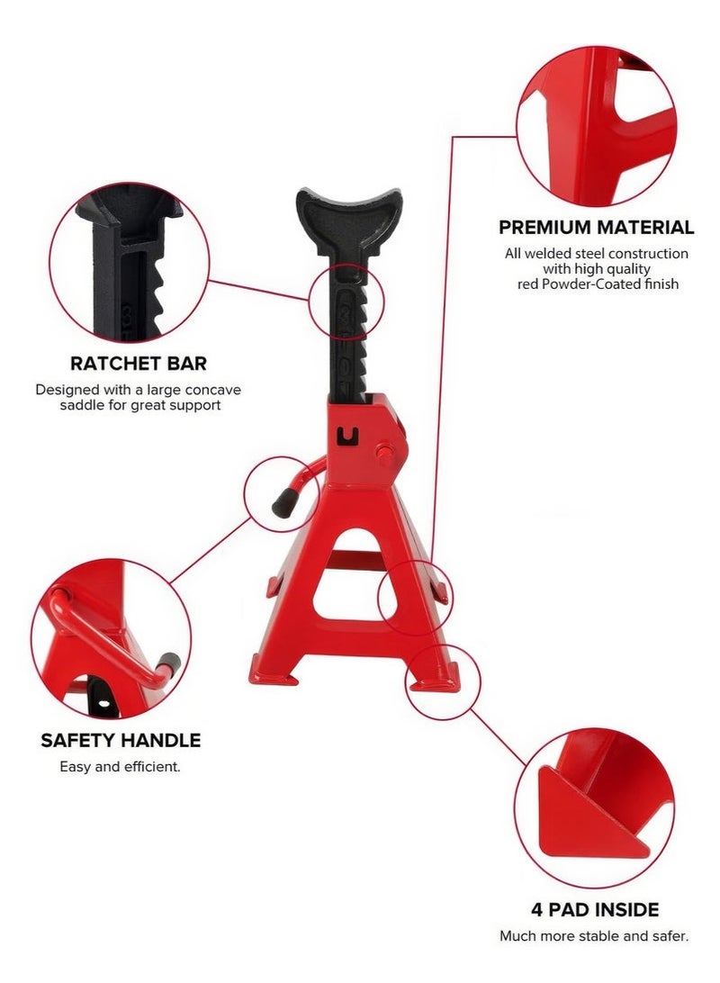 Bukela 2 Piece Pair 3 Ton Heavy Duty Adjustable Jack Stand - Image 2