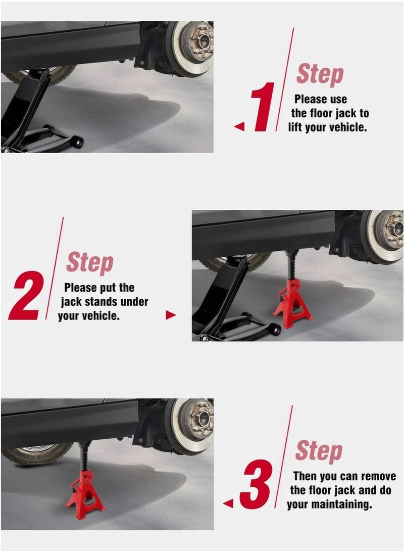 Bukela 2 Piece Pair 3 Ton Heavy Duty Adjustable Jack Stand - Image 3