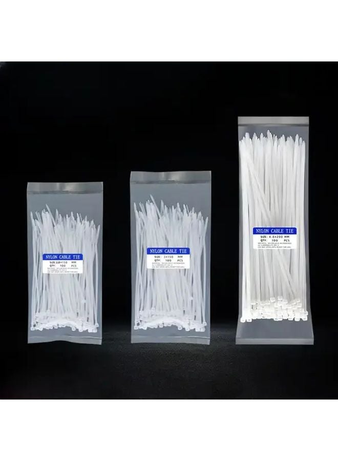 White Self Locking Cable Ties 100pcs Nylon Floral Straps Bouquet Packaging - Image 2
