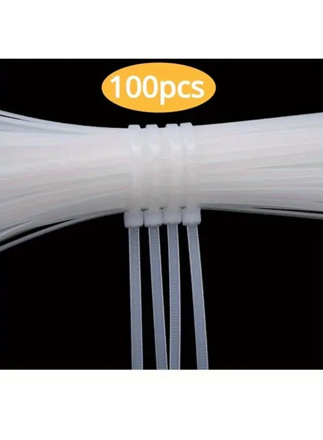 White Self Locking Cable Ties 100pcs Nylon Floral Straps Bouquet Packaging - Image 3
