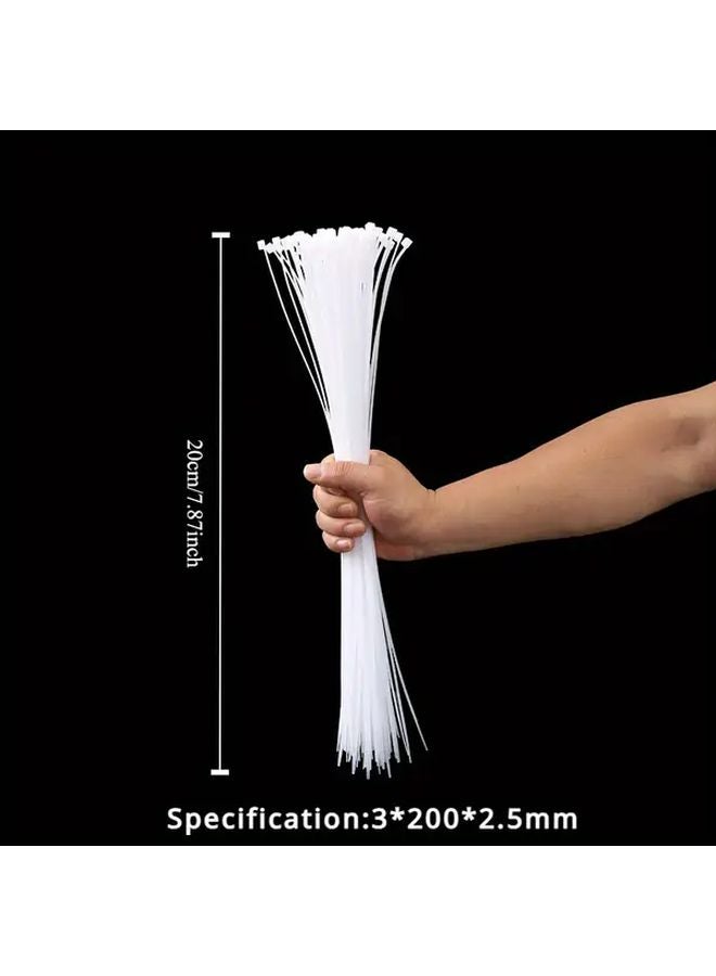 White Self Locking Cable Ties 100pcs Nylon Floral Straps Bouquet Packaging - Image 1