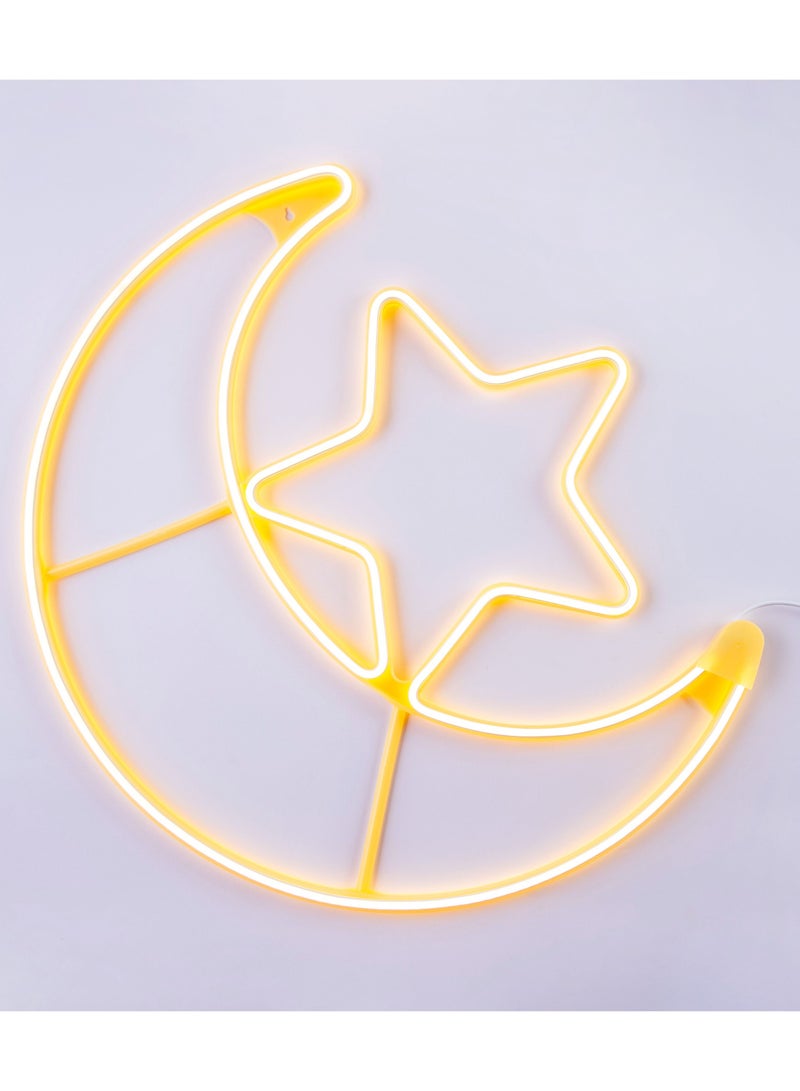 هلالفل مصباح LED على شكل هلال ونجمة | إضاءة ديكورية كبيرة مقاومة للماء | هدية رمضانية، وعيد الفطر، ومناسبة للمناسبات الإسلامية | للمنزل، غرفة النوم، غرفة المعيشة، للاستخدام الداخلي والخارجي | إضاءة بيضاء دافئة | سلك بطول 1.5 متر - Image 4