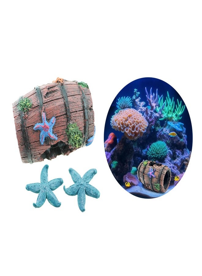 SQXBK 3PCS Colorful Aquarium Landscaping Decoration 100/42mm Resin Simulation Starfish Barrel Fish Tank Accessories - Image 3