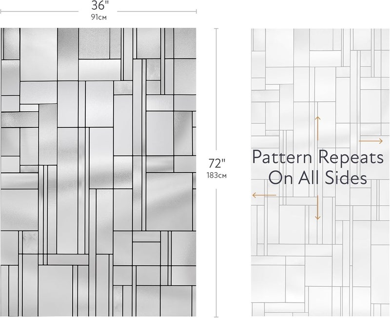 Artscape Skyline 36 x 72 Inch Window Film, Made in USA – Provides Privacy, Non-Adhesive, Textured Leaded Glass Pattern, UV Protection, Easy to Apply and Removable - Image 2