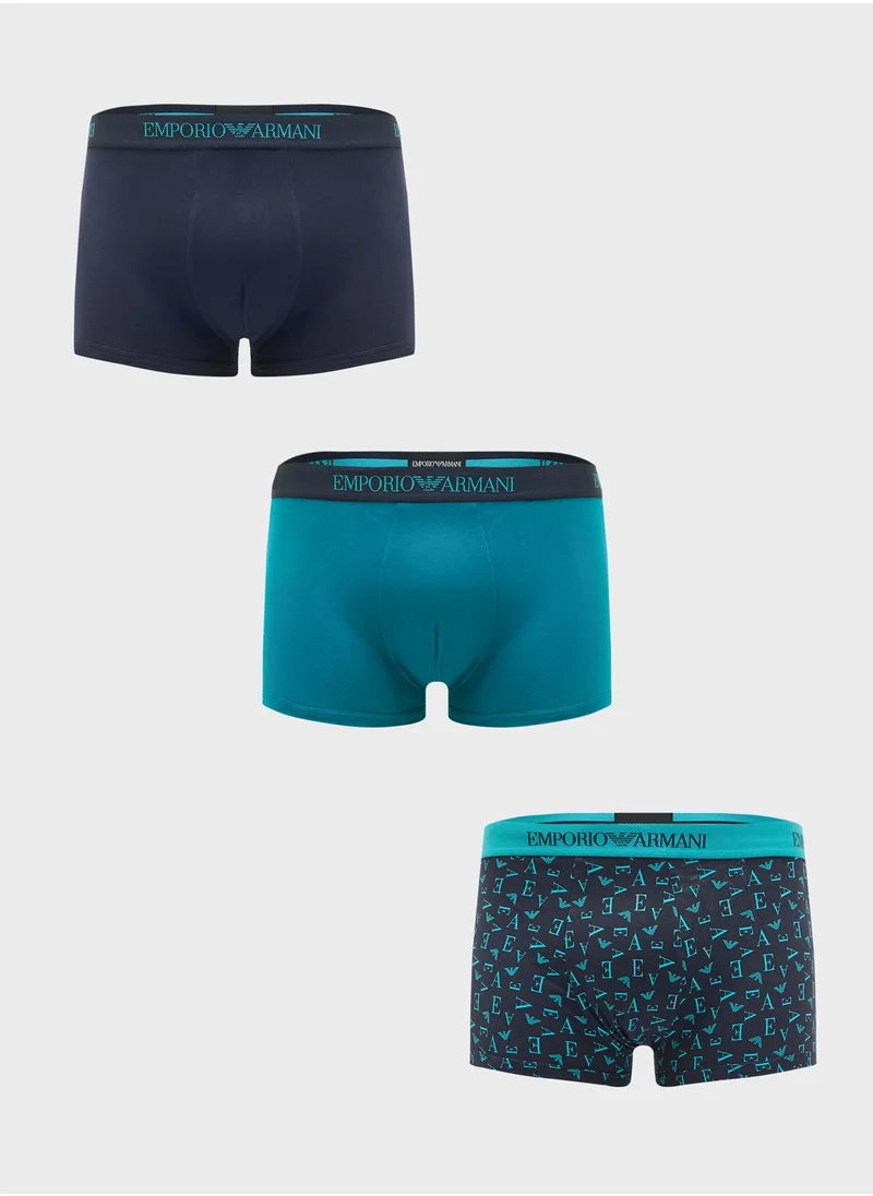 امبوريو ارماني 3 Pack Logo Band Boxers