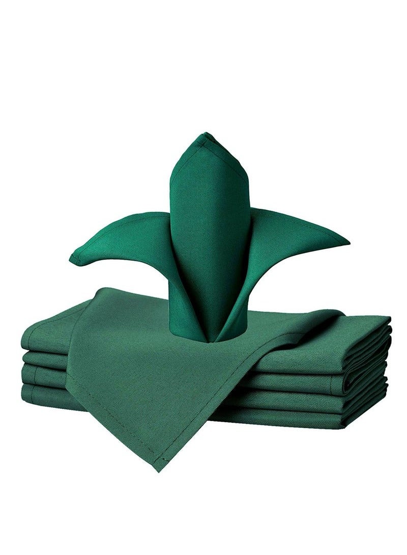 Generic 50 x 50cm Solid Polyester Cloth Washable Napkins for Wedding Party Hotel Restaurant Dinner Family Gatherings,Set of 4,Dark Green - Image 1