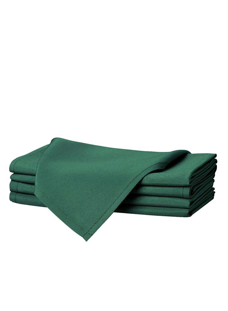 Generic 50 x 50cm Solid Polyester Cloth Washable Napkins for Wedding Party Hotel Restaurant Dinner Family Gatherings,Set of 4,Dark Green - Image 2