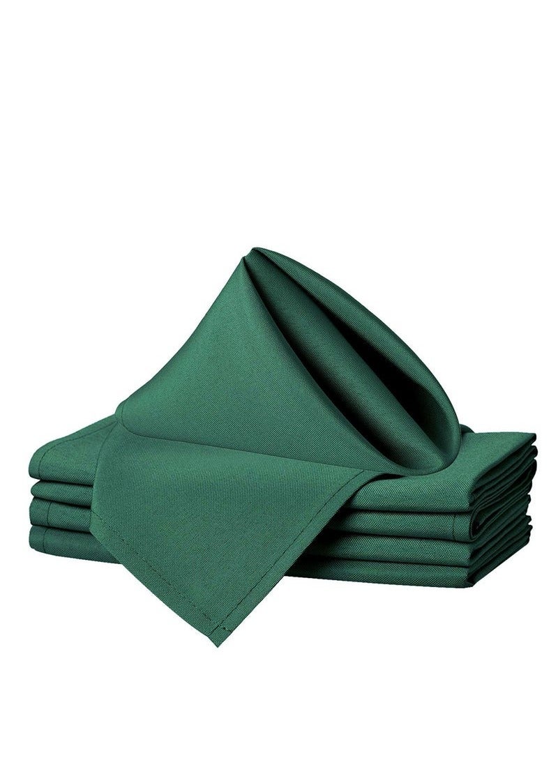 Generic 50 x 50cm Solid Polyester Cloth Washable Napkins for Wedding Party Hotel Restaurant Dinner Family Gatherings,Set of 4,Dark Green - Image 3