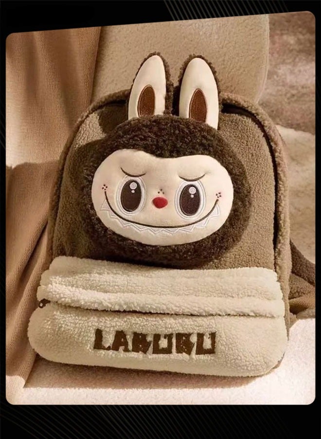 New Style Labubu Cartoon Lovely School Bag  Large Capacity Shoulder Backpack Wear-resistant Lightweight Student Backpack with Adjustable Straps for Kids Primary Students Brown - Image 1