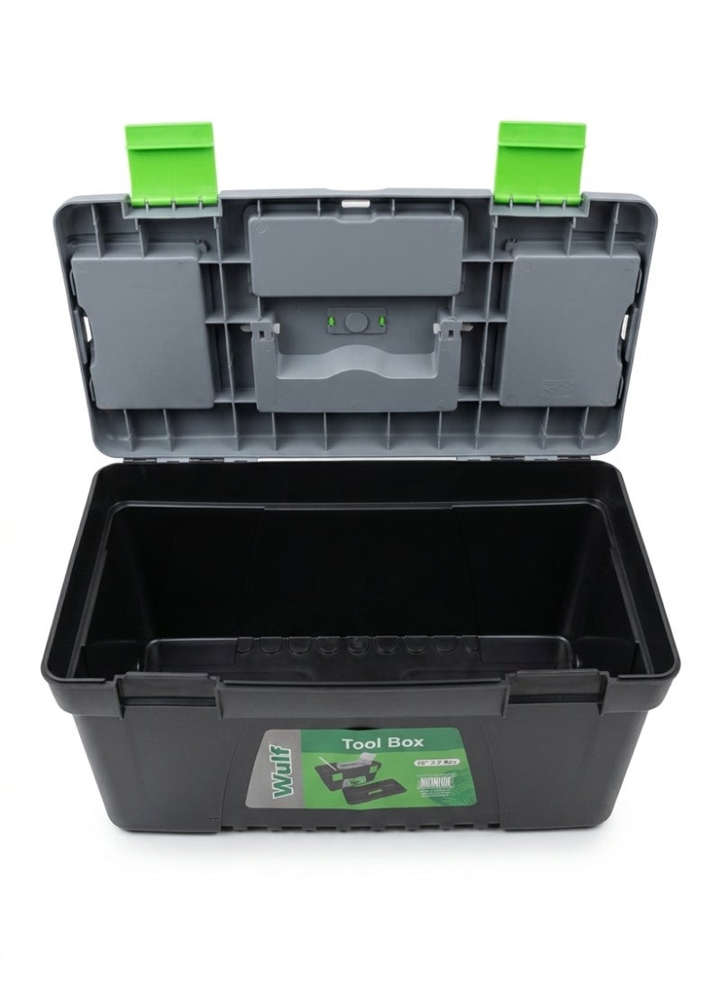 Wulf 16-Inch Heavy Duty Plastic Tool Box with Removable Organizer Tray Multi-Compartment Hardware Storage Case with Secure Latches Comfort Grip Handle for Tools Accessories DIY - Image 2