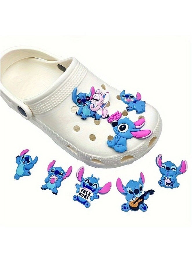 8 قطع من أبازيم الأحذية من مجموعة شخصيات أنمي ليلو ستيتش، مجموعة شارات أحذية قابلة للإزالة من مادة PVC للأطفال والمراهقين والبالغين. - Image 1