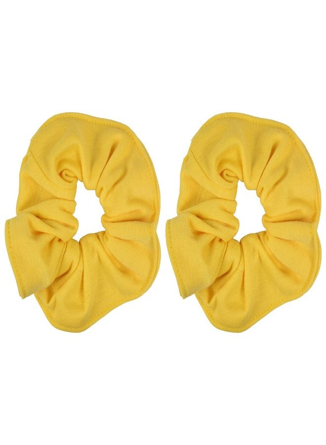 Motique Accessories Set of 2 Large Solid Scrunchies - Yellow - Image 1