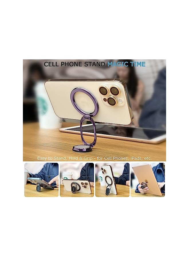 PROMASS Phone Ring Holder with Magsafe, Double Adjustable Gym Finger Ring Grip and Stand, Removable Phone Grip, for iPhone, iPad and Smartphones, Compatible with Magnetic Car Mount (purpld) - Image 5