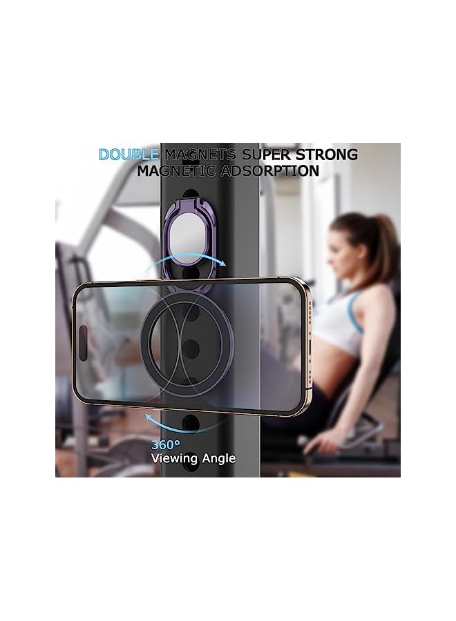 PROMASS Phone Ring Holder with Magsafe, Double Adjustable Gym Finger Ring Grip and Stand, Removable Phone Grip, for iPhone, iPad and Smartphones, Compatible with Magnetic Car Mount (purpld) - Image 3