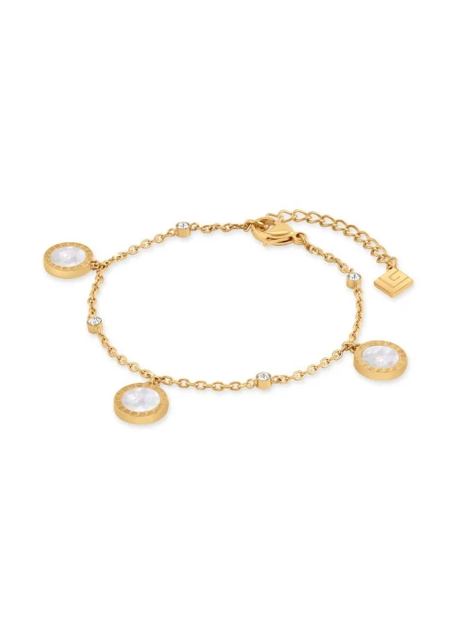 Guy Laroche Garance Gold-Plated Bracelet with Mother of Pearl & Crystals