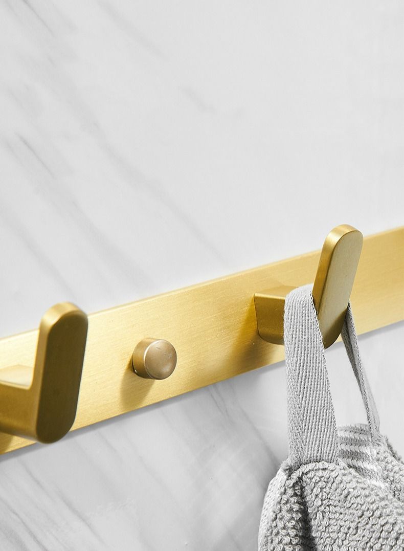 5-Hook Coat Rack Rail Gold Polished Bathroom Towel Shelf Kitchen Hook Robe Hanger With 5 Fixed Hooks Solid Hand towel Space Saving Towels Holder Heavy Duty Wall Mount Stainless Steel - Image 3