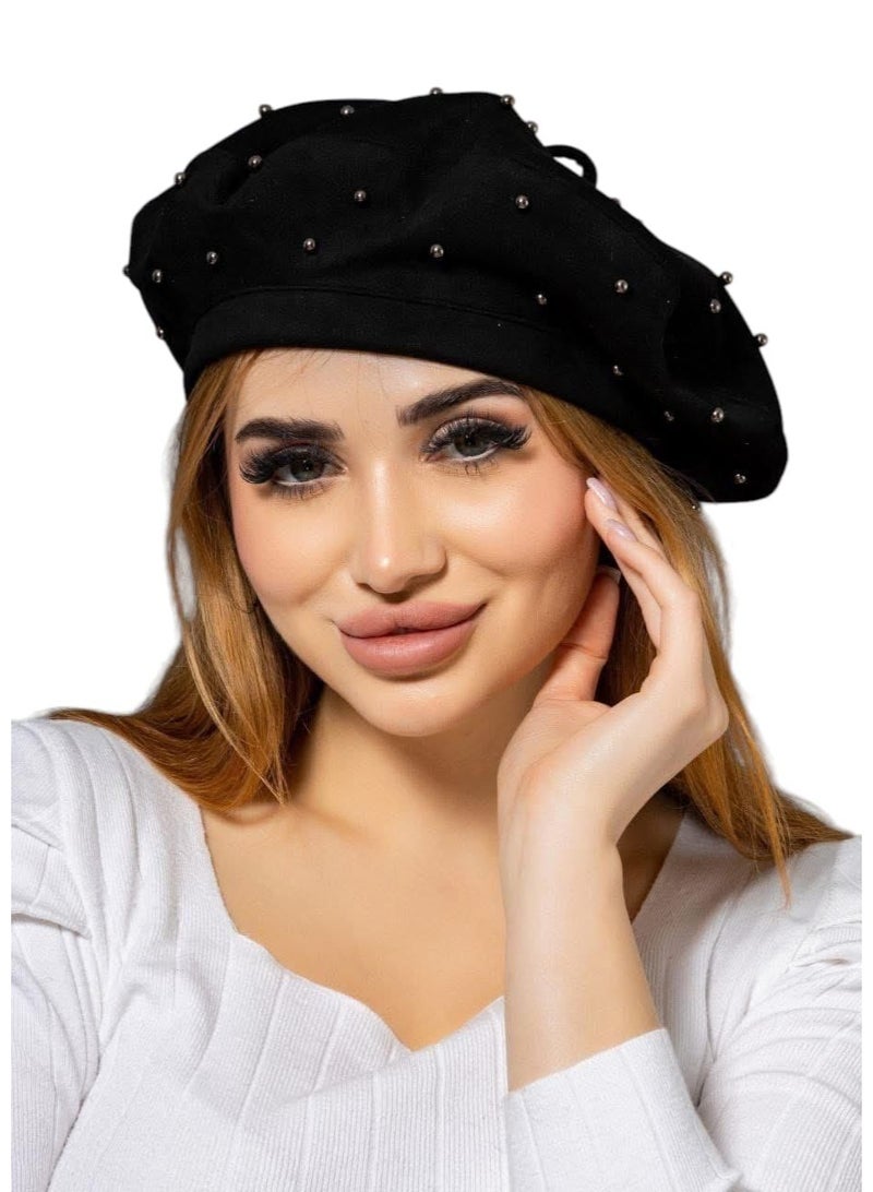 كاب بيريه شمواه مزين باللولي بفوليوم