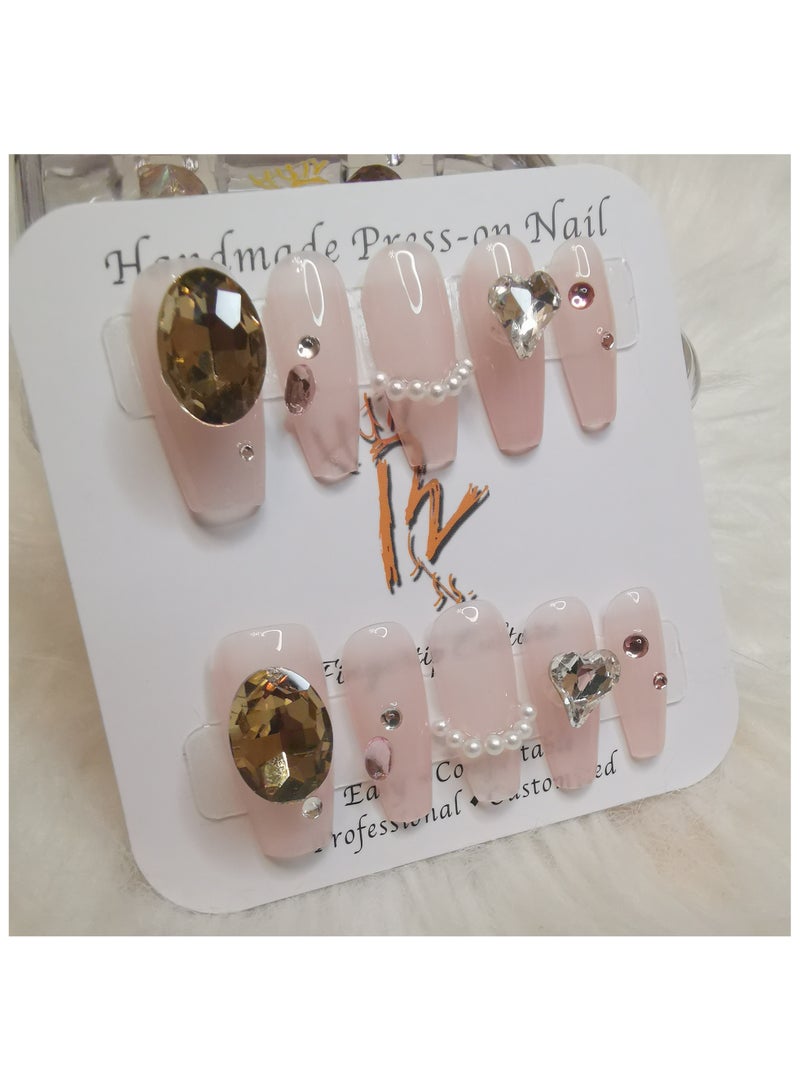 بينزو بيوتي بينزو جمال الأظافر اليدوية ، 10 قطعة ، مسمار الفن ، الاكريليك الأظافر ، الأظافر وهمية ، مجموعة فاخرة ، ديلوكس مسمار الفن ، اكسسوارات جديدة ، عرس الأظافر ، الأظافر الطرف . - Image 2