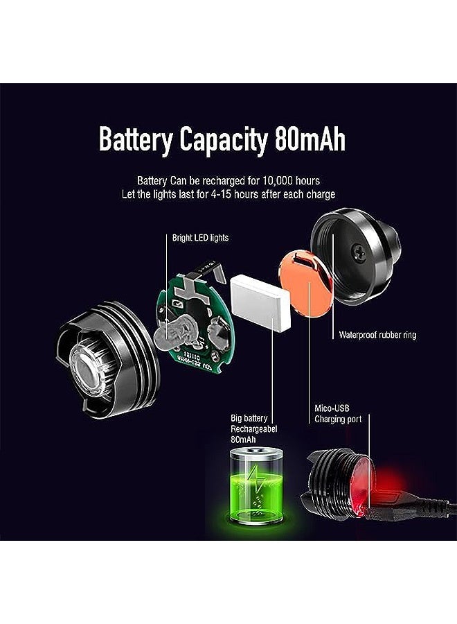 Photon 2 Pcs Rechargable Headlights, Outdoor Waterproof LED Flashlight for Shoes with 3 Light Modes, Novelty Shoe Lights  for Camping Cycling Walking (Black) - Image 4