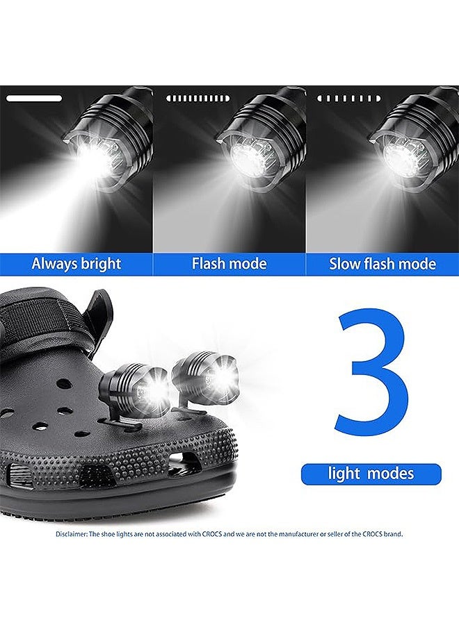 Photon 2 Pcs Rechargable Headlights, Outdoor Waterproof LED Flashlight for Shoes with 3 Light Modes, Novelty Shoe Lights  for Camping Cycling Walking (Black) - Image 3