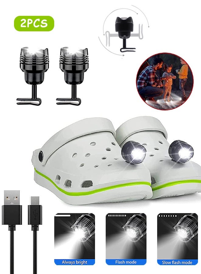 Photon 2 Pcs Rechargable Headlights, Outdoor Waterproof LED Flashlight for Shoes with 3 Light Modes, Novelty Shoe Lights  for Camping Cycling Walking (Black) - Image 1