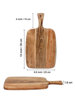 REZLAN UAE Acacia Bat-Style Chopping Board - 23x41x1.8cm - Extra Wide with 4" Handle  - Image 3