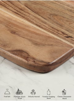 REZLAN UAE Acacia Bat-Style Chopping Board - 23x41x1.8cm - Extra Wide with 4" Handle  - Image 4