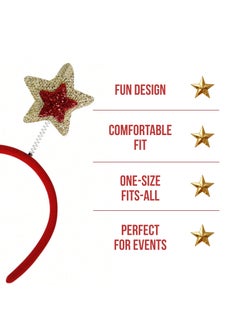 ZAFAA HOME Gold Star Headband – 23x12cm Sparkling Christmas Party Accessory for Holiday Gatherings, Seasonal Costumes, and Festive Photos  - Image 3