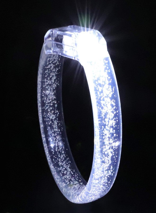 DAOKEY LED Light up Bracelets, White Glow Wristbands Party Favors Toys Supplies for Birthday, Halloween, Carnivals Parties, Clear Case 30 Pack - Image 3