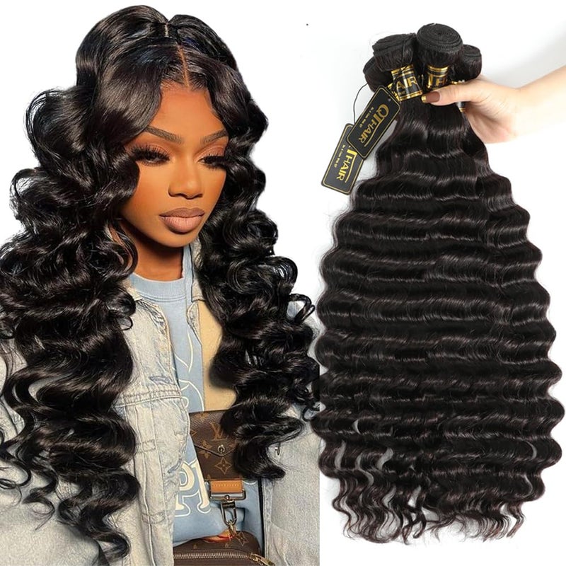 QTHAIR QTHAIR 16A Peruvian Loose Deep Curly Wave 3 Bundles 10 12 14300gNatural Black 100 Unprocessed Peruvian Remy Virgin Hair Loose Deep Wave Human Hair Bundle 