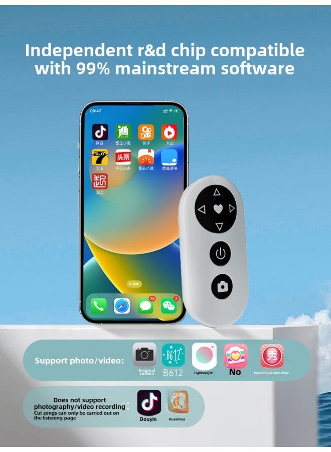 Mobile Phone Remote Control Apple Dedicated Bluetooth Remote Control Camera Self-timer Artifact Iphone Short Video Recording Million-Color:[moonlight White + 0.8m Lazy Stand] Bold Reinforcement/stable Support/special For Mobile Phones  - Image 5