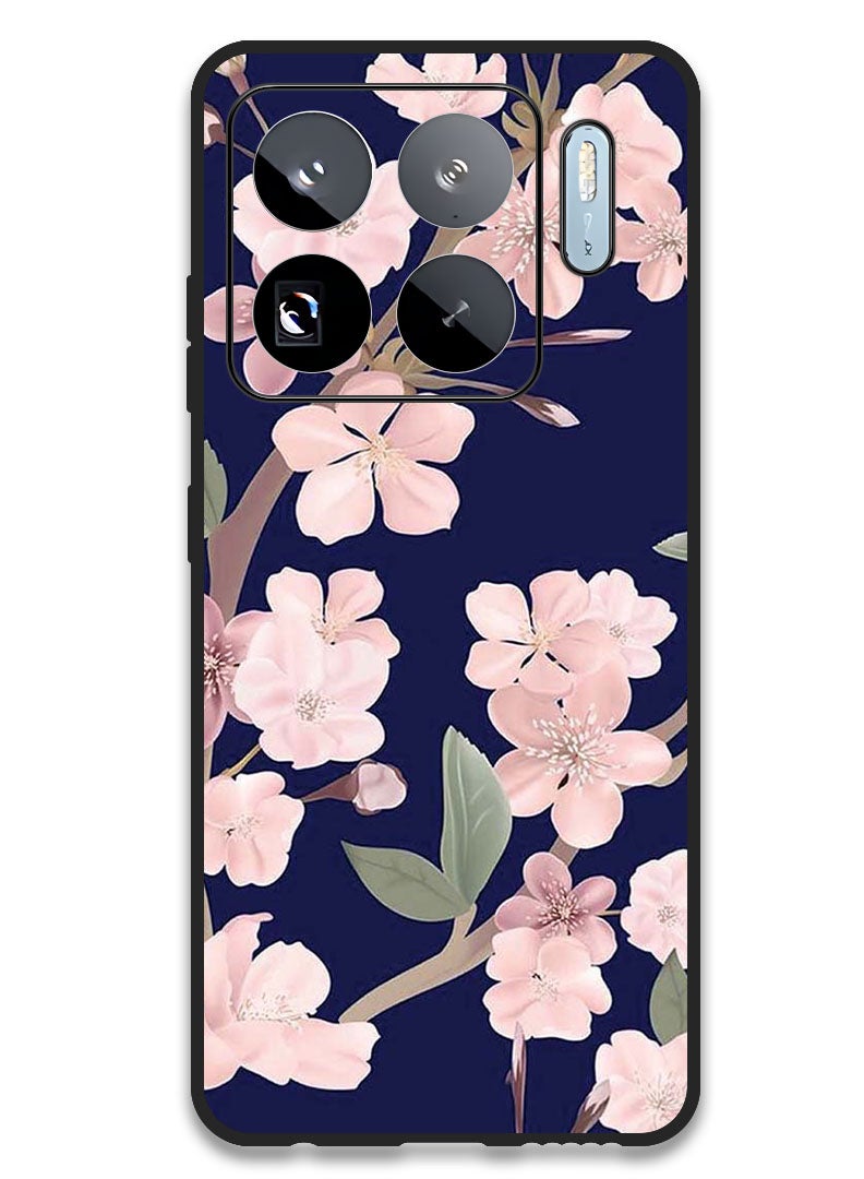 Theodor Case Compatible with Xiaomi 15S Pro 6.73 Inch Protection Shockproof Bumper Cover Pink Flowers In Blue Background - Image 1