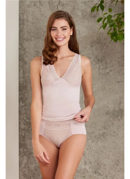 pierre cardin 320 Women's Thick Strap Lace Undershirt Panties Set-Powder
