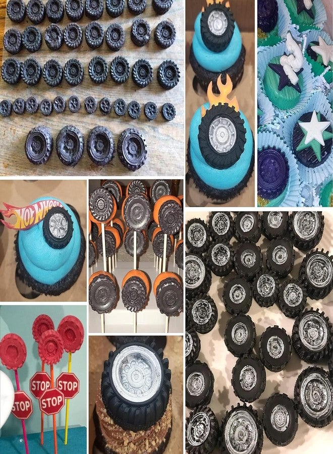 YANQINMS 3D Round Tire Fondant Mold Truck Wheel Shape Silicone Mold For Sugar Craft Cake Decorating Cupcake Topper Candy Chocolate Gum Paste Polymer Clay - Image 4