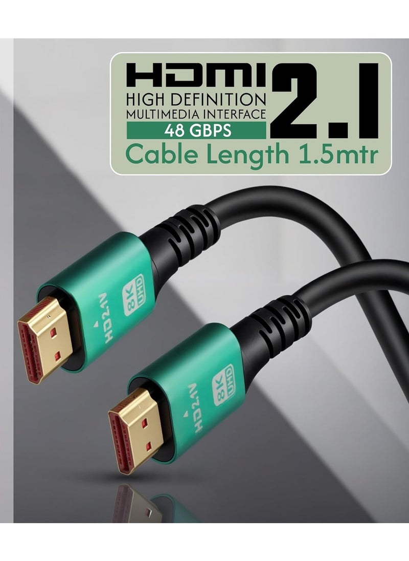 Generic HDMI 8K - 4K Cable (1.5M) 48Gbps High Speed HDMI 8K 2.1V Connectors, Ultra HD, HDR Video, ARC Support HDTV 8K - 4K - 2K - 1440P - 1080P Compatible - Green  - Image 4