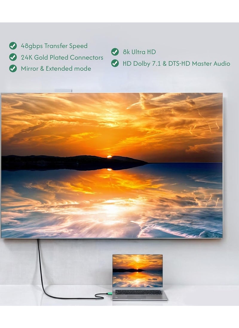 Generic HDMI 8K - 4K Cable (1.5M) 48Gbps High Speed HDMI 8K 2.1V Connectors, Ultra HD, HDR Video, ARC Support HDTV 8K - 4K - 2K - 1440P - 1080P Compatible - Green  - Image 5