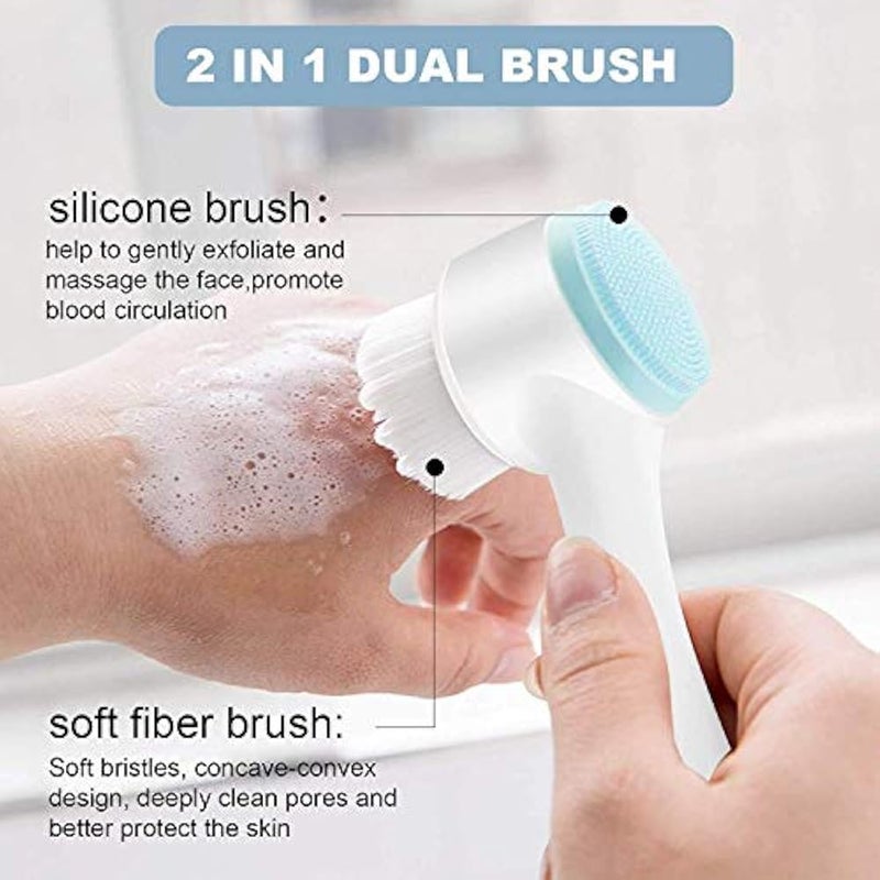 RIXTEC Manual Facial Cleansing Brush, 2-in-1 Skin Care face Brush, Silicone Facial Scrubber Manual Dual Face Wash Brush for Deep Pore Exfoliation Massaging(multi color) - Image 3
