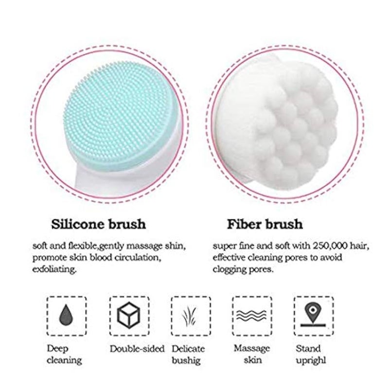 RIXTEC Manual Facial Cleansing Brush, 2-in-1 Skin Care face Brush, Silicone Facial Scrubber Manual Dual Face Wash Brush for Deep Pore Exfoliation Massaging(multi color) - Image 5