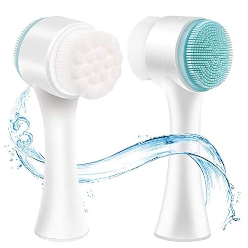 RIXTEC Manual Facial Cleansing Brush, 2-in-1 Skin Care face Brush, Silicone Facial Scrubber Manual Dual Face Wash Brush for Deep Pore Exfoliation Massaging(multi color) - Image 1