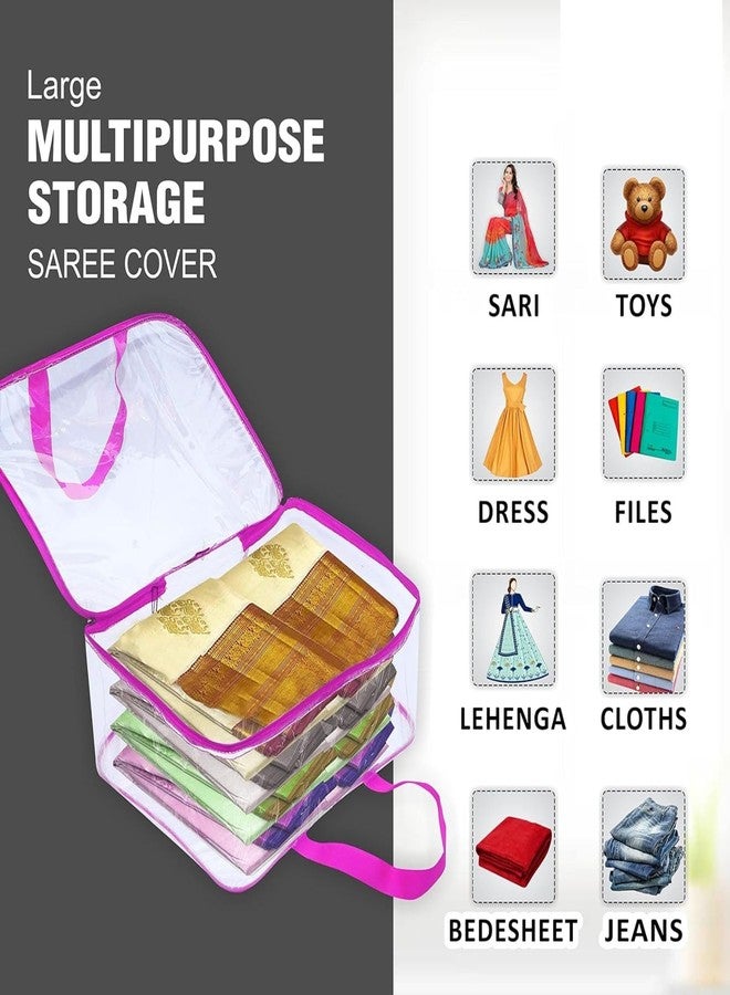 SSBC 1 Pack Nylon 30 L PVC Transparent Clothes Storage Bag for Saree Covers,Clothes, Lehenga, Blankets, Bedsheets, Toys, Docs|Wardrobe Organizer|Clear Storage Box Bag - Image 2