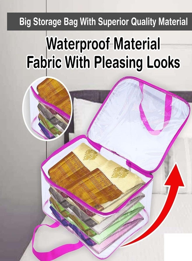 SSBC 1 Pack Nylon 30 L PVC Transparent Clothes Storage Bag for Saree Covers,Clothes, Lehenga, Blankets, Bedsheets, Toys, Docs|Wardrobe Organizer|Clear Storage Box Bag - Image 3