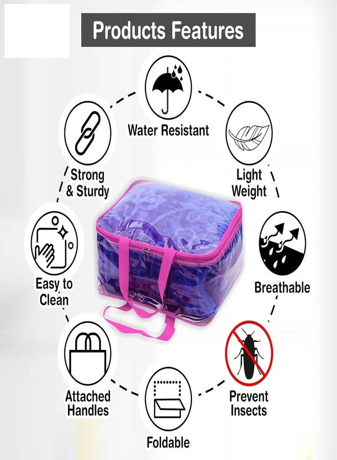 SSBC 1 Pack Nylon 30 L PVC Transparent Clothes Storage Bag for Saree Covers,Clothes, Lehenga, Blankets, Bedsheets, Toys, Docs|Wardrobe Organizer|Clear Storage Box Bag - Image 4